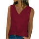 thumbnail image 1 of Blusas sin mangas sueltas informales con cuello en V de color sólido para mujer Pompotops lopia995513, 1 of 4