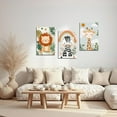 thumbnail image 3 of Hieng Safari Animals Nursery Wall Art 3 Pieces Giraffe Lion Elephant Monkey Zebra Pictures Jungle Baby Animal Theme Canvas Prints for Kids Room Decor Unframed, 3 of 6