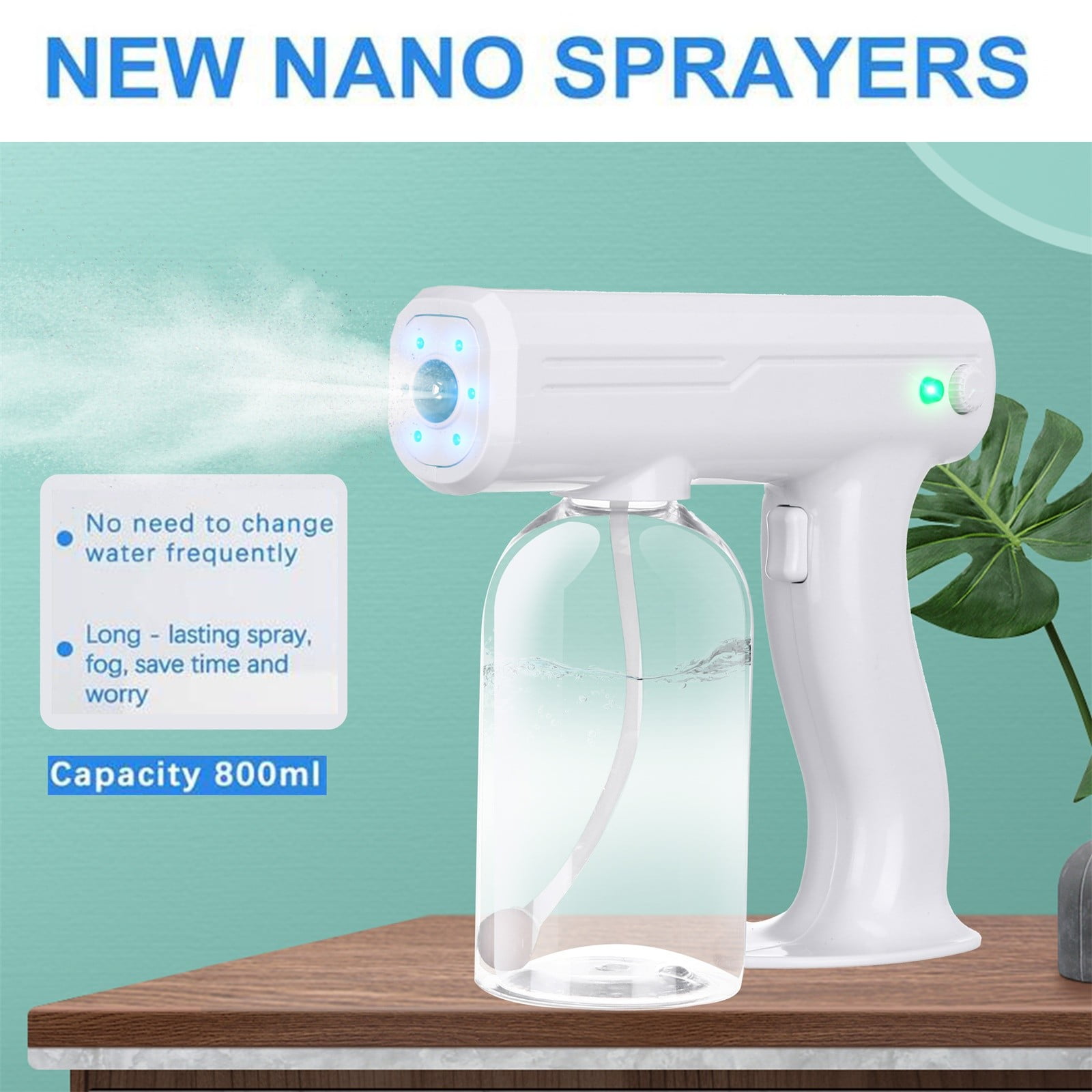 Blue Light Nano Disinfection Sprayer Fogger USB Charging 800ml Portable 