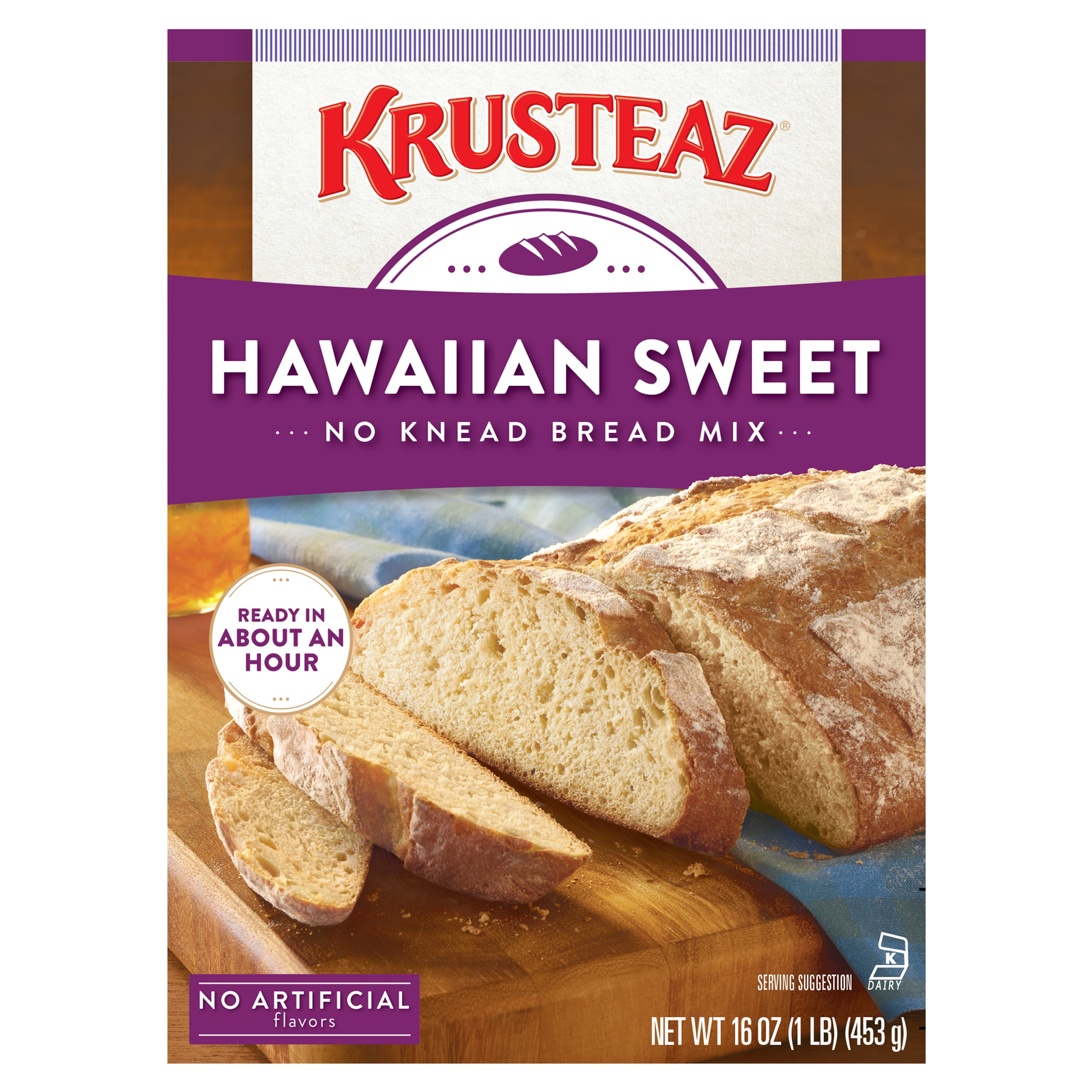 Krusteaz Hawaiian Sweet No Knead Bread Mix, 16 oz Box