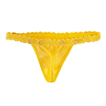 Yuhangmm Women s Panties DIY Metal Rhinestone Letter Thong For Women s Sexy And Lace Underwear Custom Womens Silk Long Underwear Tops