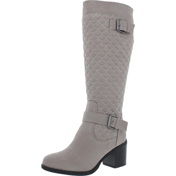 White Mountain Womens Damask Faux Leather Quilted Knee-High Boots