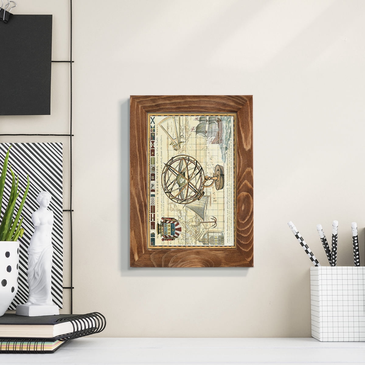 Nautical Map I -Framed Print w/glass-Walnut