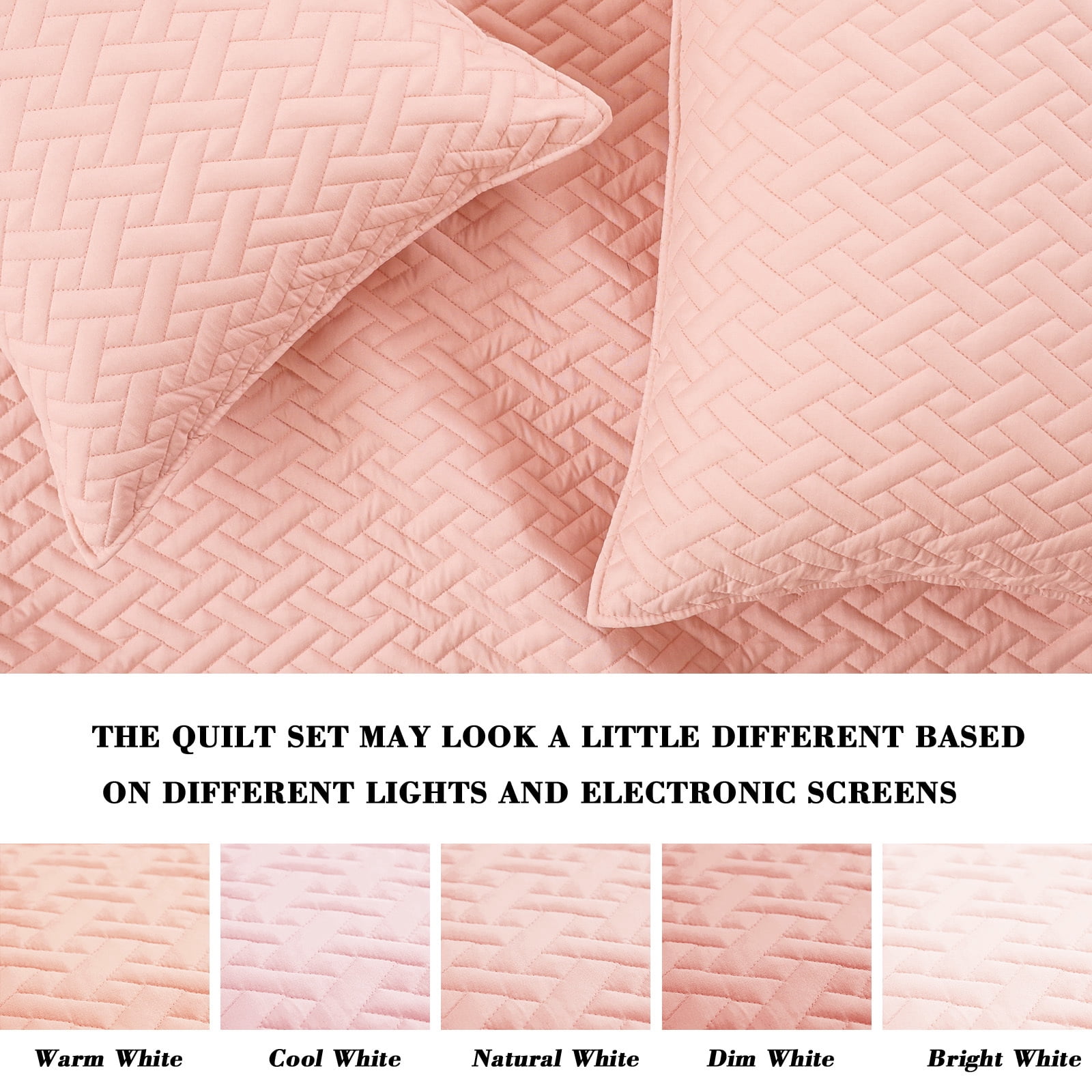 Exclusivo Mezcla 3-Piece King Size Quilt Set, Basket Quilted Bedspread/Coverlet/Bed Cover(96"x 104", Blush Pink)