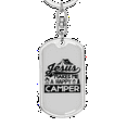 thumbnail image 5 of Jesus Happy Camper Stainless Steel or 18k Gold Premium Swivel Dog Tag Keychain, 5 of 16