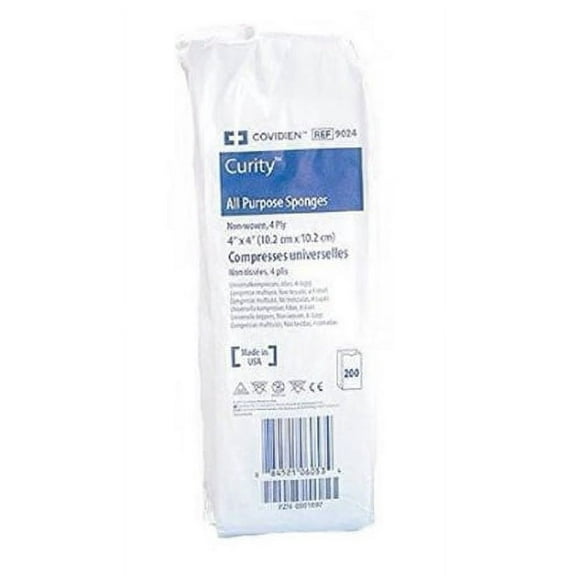 Curity Polyester/Rayon Nonwoven Sponge 9024-, 4 x 4 Inch, 4-Ply, Case of 2000, White