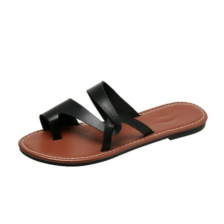 

YanHoo Women s Flat Sandals Summer Clip Toe Slip On Sandal Comfort Bunion Corrector Orthopedic Beach Casual Slipper Shoes