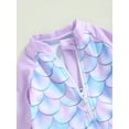 thumbnail image 4 of Traje de baño de una pieza Vigorbear para niñas pequeñas, con volantes, estampado de escamas de pescado y donas, manga larga, cuello redondo, media cremallera y volantes, 4 of 8