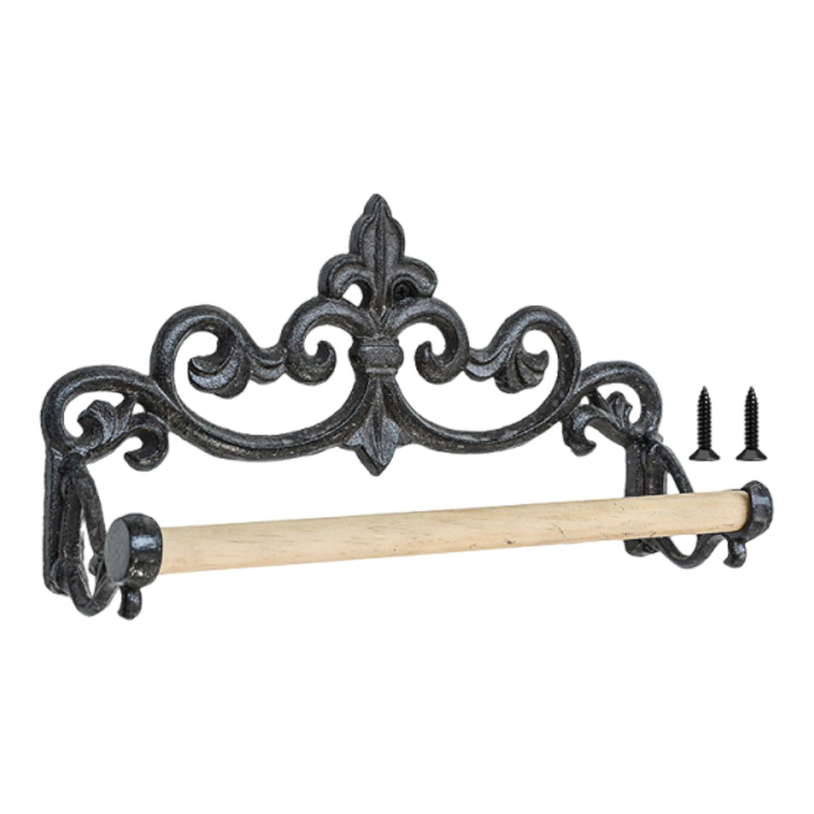 Fiocias Iron Wall Toilet Paper Holder Retro Style Smart Tissue Roll Rack Sturdy Bathroom Style B