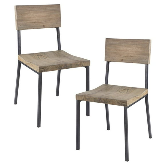 INK+IVY Tacoma 18" Solid Wood and Metal Dining Chairs in Gray (Set of 2)