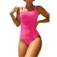 thumbnail image 1 of Kmbangi Women's Summer Swimsuit Spaghetti Strap Solid Color Textured One Piece Bathing Suit, 1 of 5