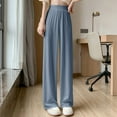 thumbnail image 4 of Hvot&aat Women's High Waist Pleated Pants Boho Flowy Wide Leg Trousers Loose Casual Ice Silk Straight Pants, 4 of 4