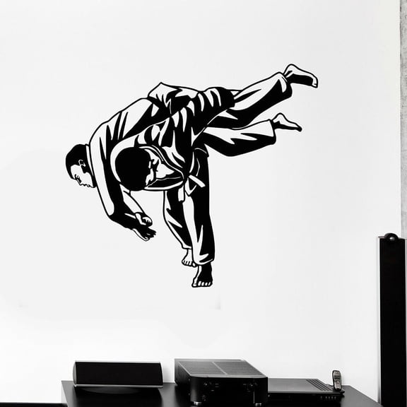 Jujitsu Wall Decal Martial Arts MMA Fight Jiu Jitsu Sports Vinyl Wall Stickers for Gym Decor Home Bedroom Decoration Use 42x37cm