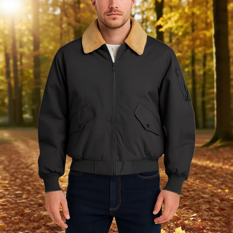 Winter Jacket Sevevn Men's Washed Cotton Military Jacket Sherpa