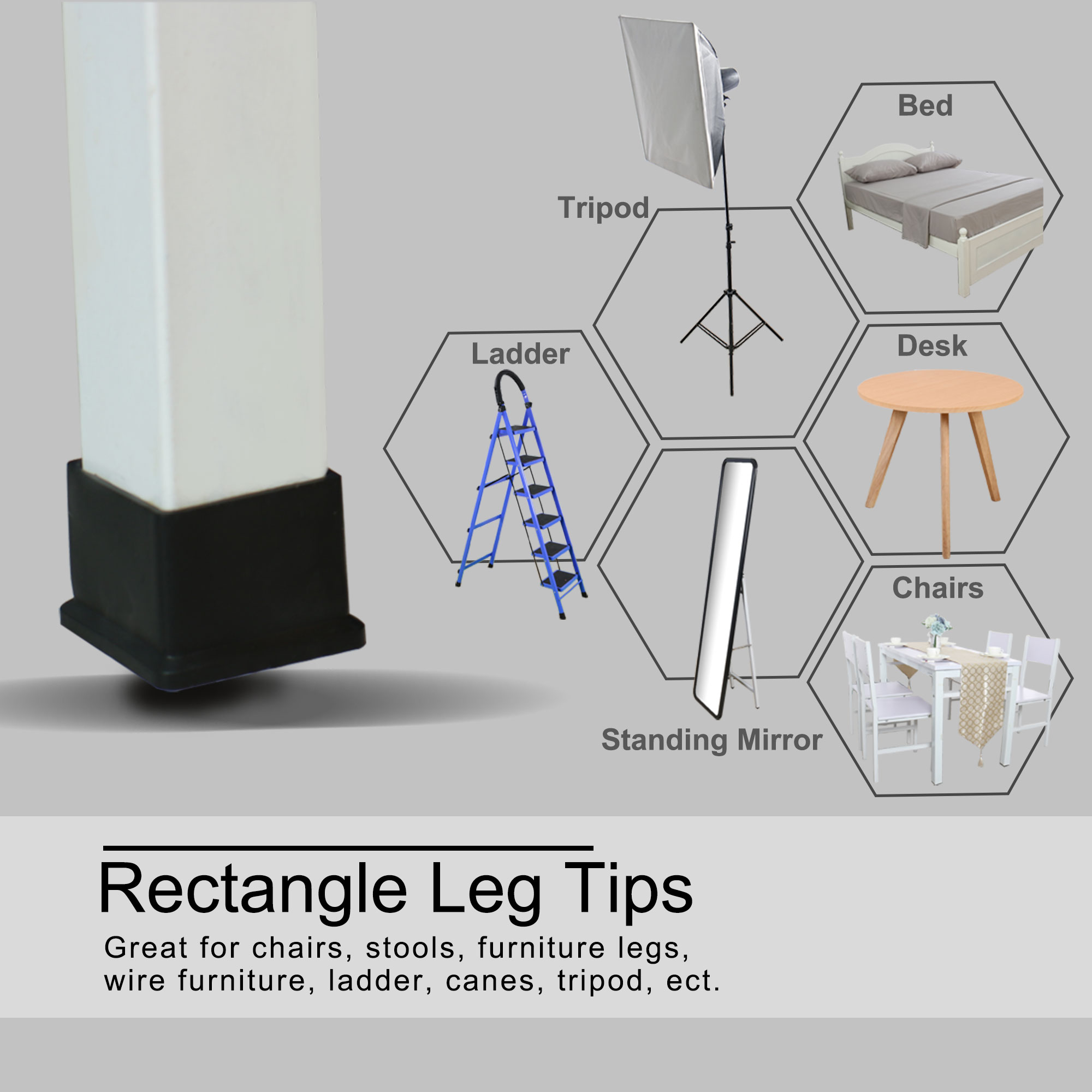 Desk Table Leg Caps End Tip Home Furniture Protector 2pcs 1.18"x1.18
