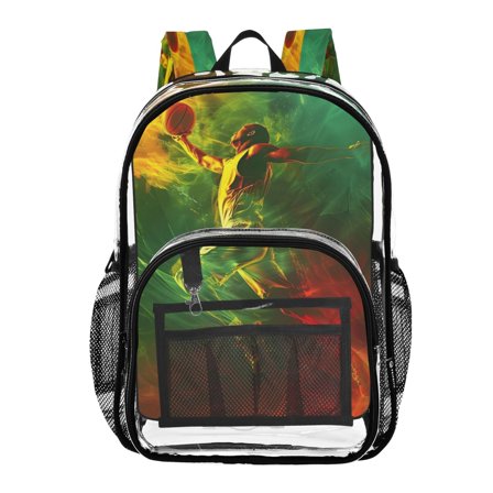 ALAZA Clear Backpack Cool Basketball Player PVC Transparent BookBag