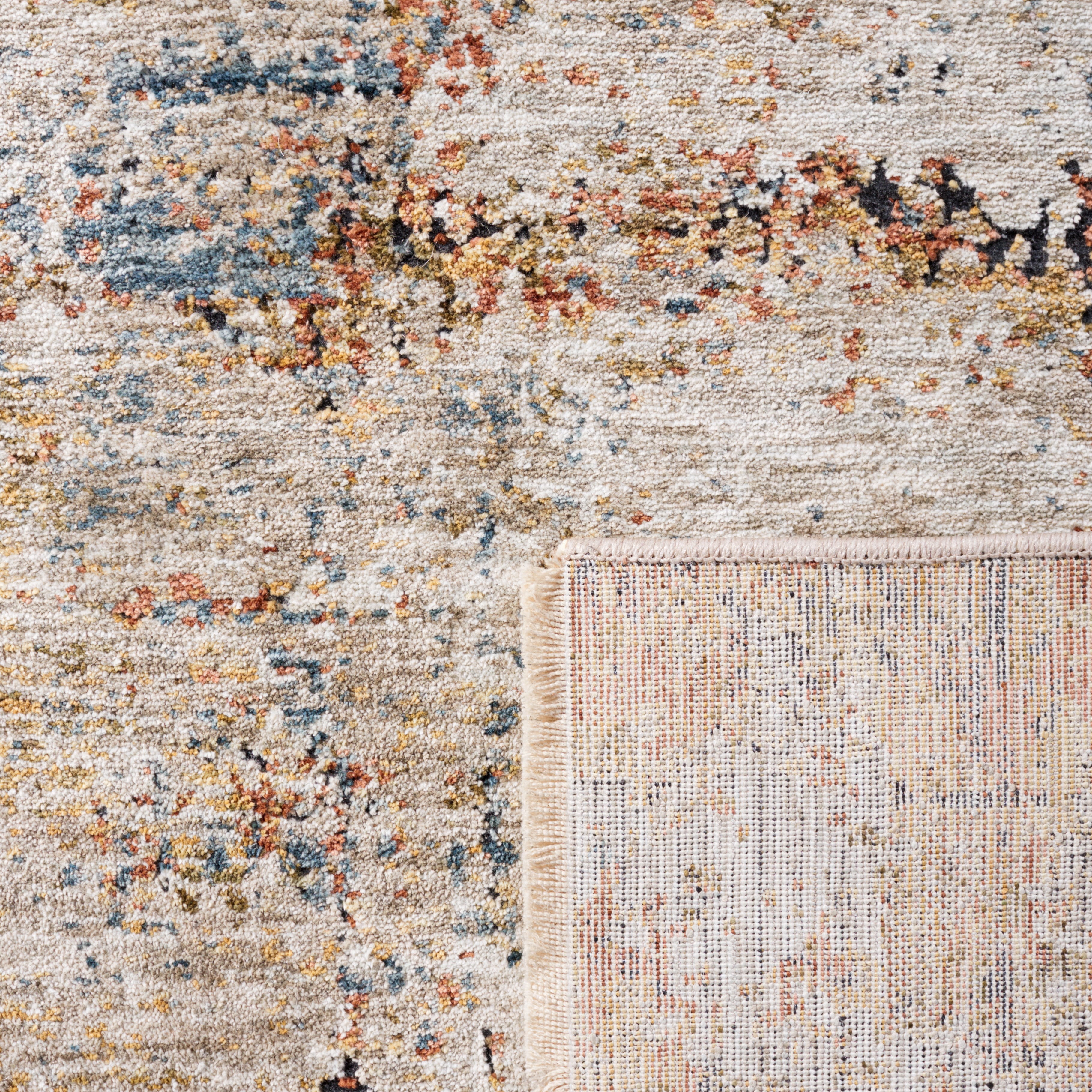 SAFAVIEH Silverado Mihail Abstract Polyester Area Rug, Rust/Blue, 6'4" x 6'4" Round