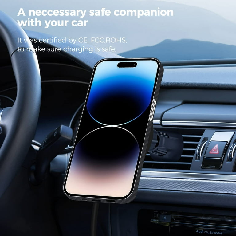 MONOCARBON  Carbon Fiber Car Mount with Magsafe Wireless Charger