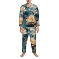 thumbnail image 3 of Hirioo Mountain Lotus Serenity for Men's Pajama Sets 2 Piece Pjs Men's Long-Sleeved Pajama Set Button Down Sleepwear,S-XXL-Medium, 3 of 7