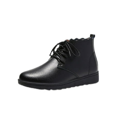 

Woobling Women Casual Shoes Comfort Flats Lace Up Ankle Boots Driving Warm Booties Breathable Walking Shoe Non-Slip Lightweight Black 6