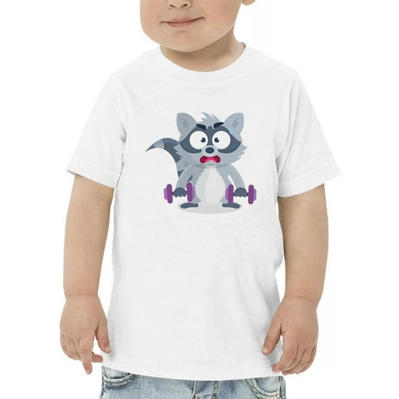 Raccoon With Dumbbells T-Shirt Toddler -Image by Shutterstock, 5 Toddler