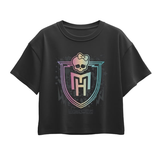Monster High - Rainbow Shield Girls' Short Sleeve Boxy Graphic T-Shirt