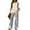Beige, variant on WTOBBY Women's Summer Vacation Outfit, Double-Layer Sleeveless Vest Top & Loose Casual Pants 2-Piece Set, Lightweight Travel Wear,Army Green L