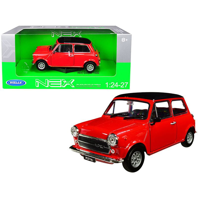 MINI COOPER 1300 RED WITH BLACK TOP 1/24-1/27 DIECAST MODEL CAR BY WELLY 22496 