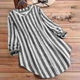 thumbnail image 2 of TFEOQRY Women's Blouses Outwear Striped Button Casual Loose Shirt Long Sleeved Cardigan Top Black, 2 of 8