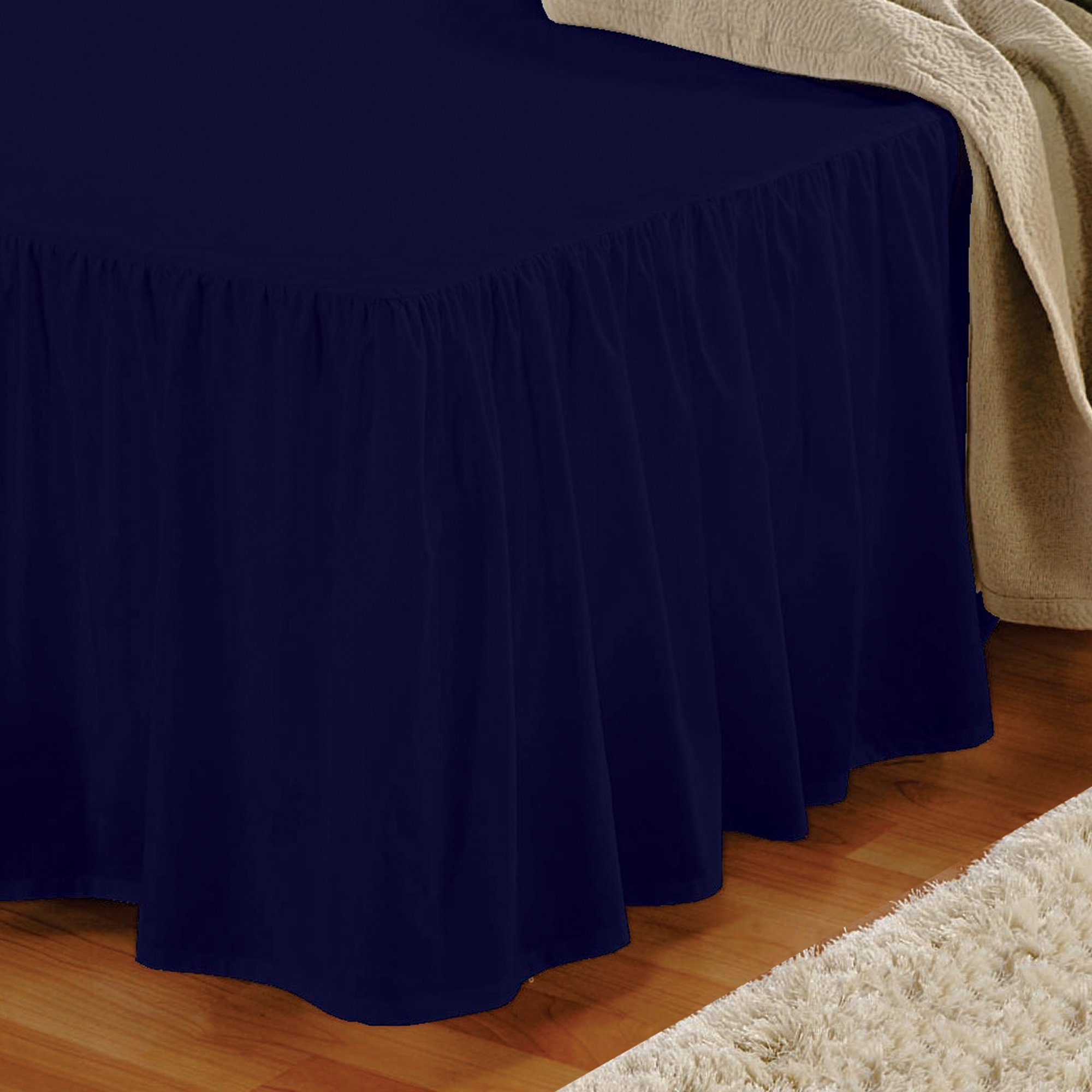 Simply Put Ruffled Bedskirt, Cal King, Navy