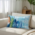 thumbnail image 6 of Summer Surfing Throw Pillow Covers Surfboard Beach Palm Trees Blue Wood Grain Decorative Lumbar Pillow Cover Rectangle Cushion Case for Sofa Couch Bed Living Room Bedroom 20 X 30 Inches, 6 of 9