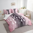 thumbnail image 3 of Erosebridal 3D Geometric Stripes Bedding Queen Size,Modern Abstract Art Bed Set,Purple Pink Ombre Bedding Sets Queen Size,Microfiber Room Decorative Reversible,7pcs, 3 of 6