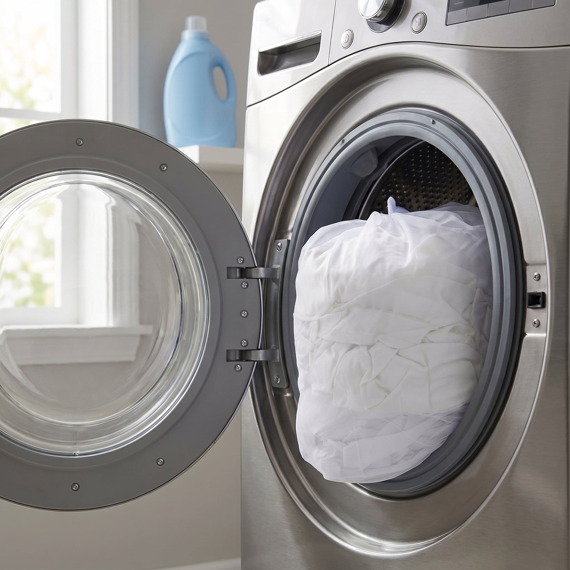 Unique Bargains 2 Pack Nylon Mesh Laundry Bags with Drawstring Closure for Socks White A 15.7"x19.7"