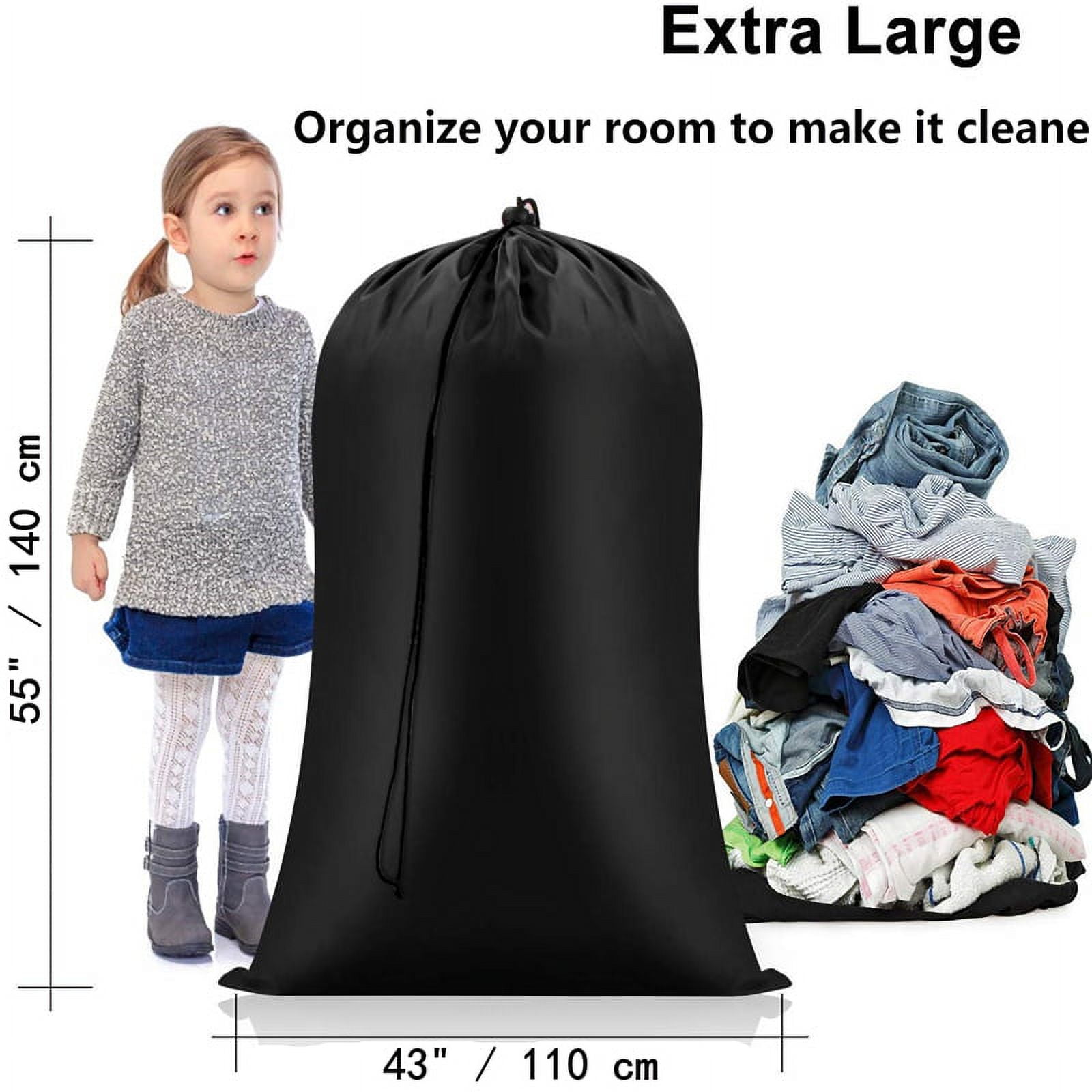Extra Large Jumbo Laundry Bag with Drawstring, Color: White, Size: 44.5 x  28.5