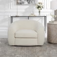 thumbnail image 6 of Uttermost Capra Contemporary Fabric and Wood Art Deco Swivel Chair in White, 6 of 7