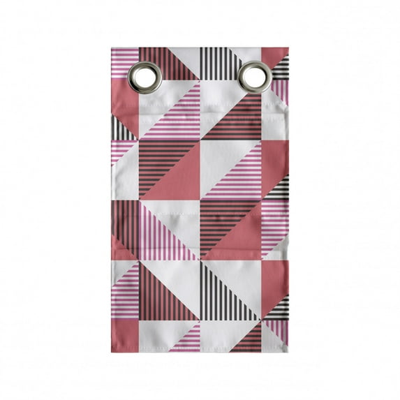 Geometric Hanging Pocket Organizer, Simple Repeating Pattern of Halved Triangles with Stripe Ornaments, Printed Polyester Storage Bag with Pockets, 9" x 16", Coral Pink and Dark Grey