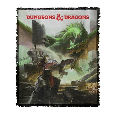 Dungeons & Dragons Blanket, 50'x60' Starter Set Art Woven Tapestry Cotton Blend Fringed Throw