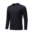 thumbnail image 2 of asjyhkr Mens Shirts Crew Neck Long Sleeve Pullover Lightweight Breathable Stretch Casual Loose Running Gym Workout Solid Color Tops, 2 of 8