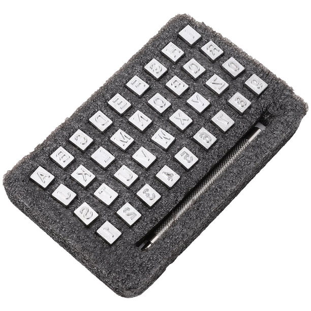 36PCS Alfabeto Número Sello Punzón Número Sello Punzón, Herramientas De Costura De Cuero Juego De Sellos De Cuero Portátil, Madera Para Manualidades De Cuero DIY