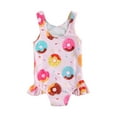 thumbnail image 4 of nvzhuang Breathable Little Girls One-piece Swimsuit, Summer Children Cute Crab/Donut Printing Sleeveless Swimwear for Vacation, 4 of 7