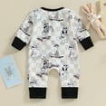 thumbnail image 3 of Bagilaanoe Newborn Baby Boys Easter Jumpsuit Print Long Sleeve Bodysuit 3M 6M 9M 12M Infant Zipper One Piece Romper, 3 of 6