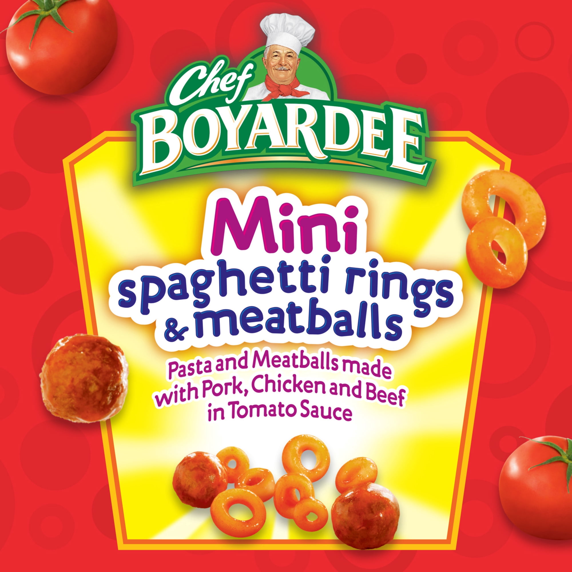 (4 pack) Chef Boyardee Mini Spaghetti Rings and Meatballs in Tomato Sauce, Ready-to-Eat Meal, 15 oz. Can