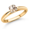 thumbnail image 2 of Gem Stone King 10K Yellow Gold Peach Morganite Solitaire Engagement Ring for Women (0.40 Cttw, Round 5MM, Gemstone, Available in Size 5, 6, 7, 8, 9), 2 of 4
