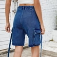 thumbnail image 6 of Womens Cargo Jean Shorts High Waisted Straight Leg Loose Jeans Casual Summer Denim Pants with Pockets, 6 of 6
