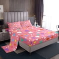 thumbnail image 1 of YST Colorful Geometry Bed Sheets Set Abstract Geometric Sheet Set Twin Size Girly Love Heart Print Sheets for Kids Pink Princess Flat Fitted Sheet with 1 Pillowcase, 1 of 5