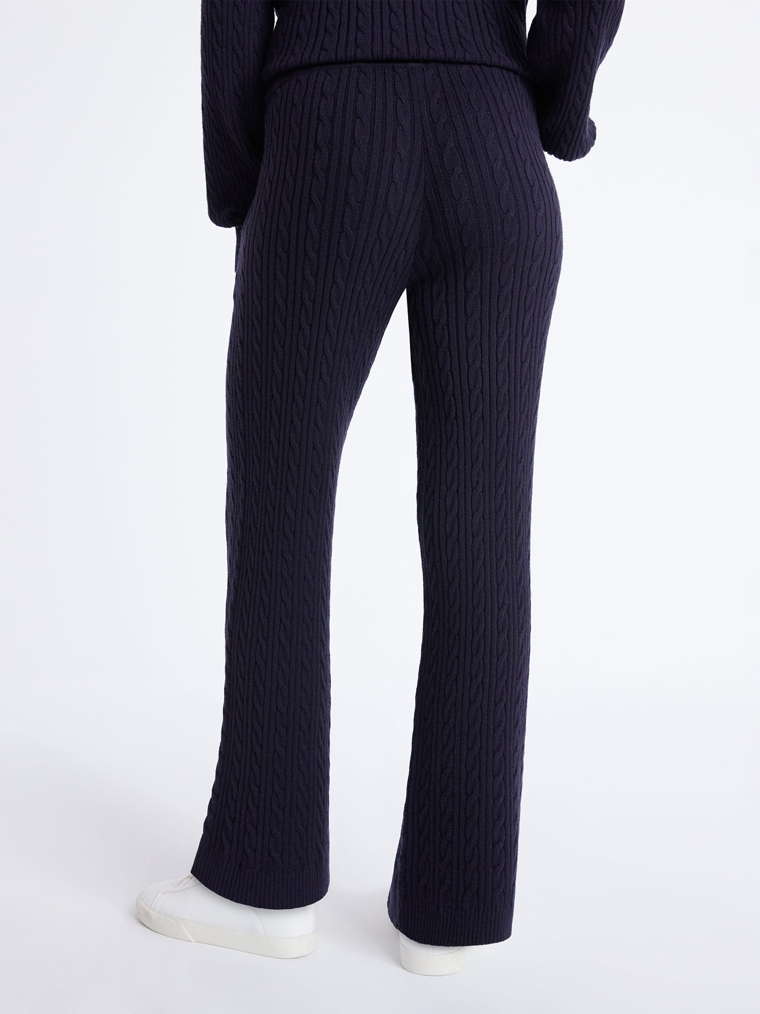 Free Assembly Women's Cozy Yarn Wide Leg Cable Knit Sweater Pants, Size XS-XXL