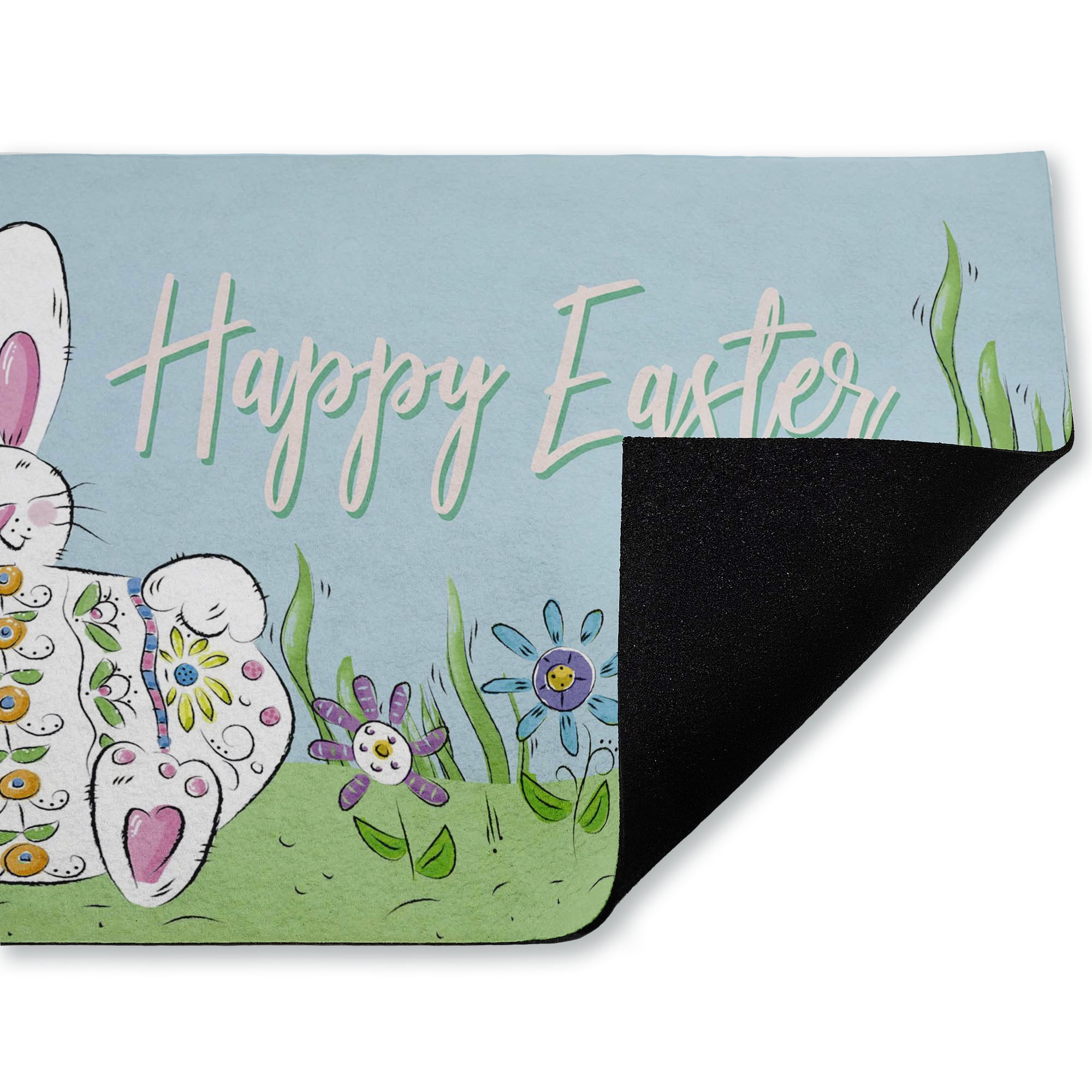 Stupell Industries Happy Easter with Florals Printed Outdoor Door Floor Mat, design by Deidre Mosher