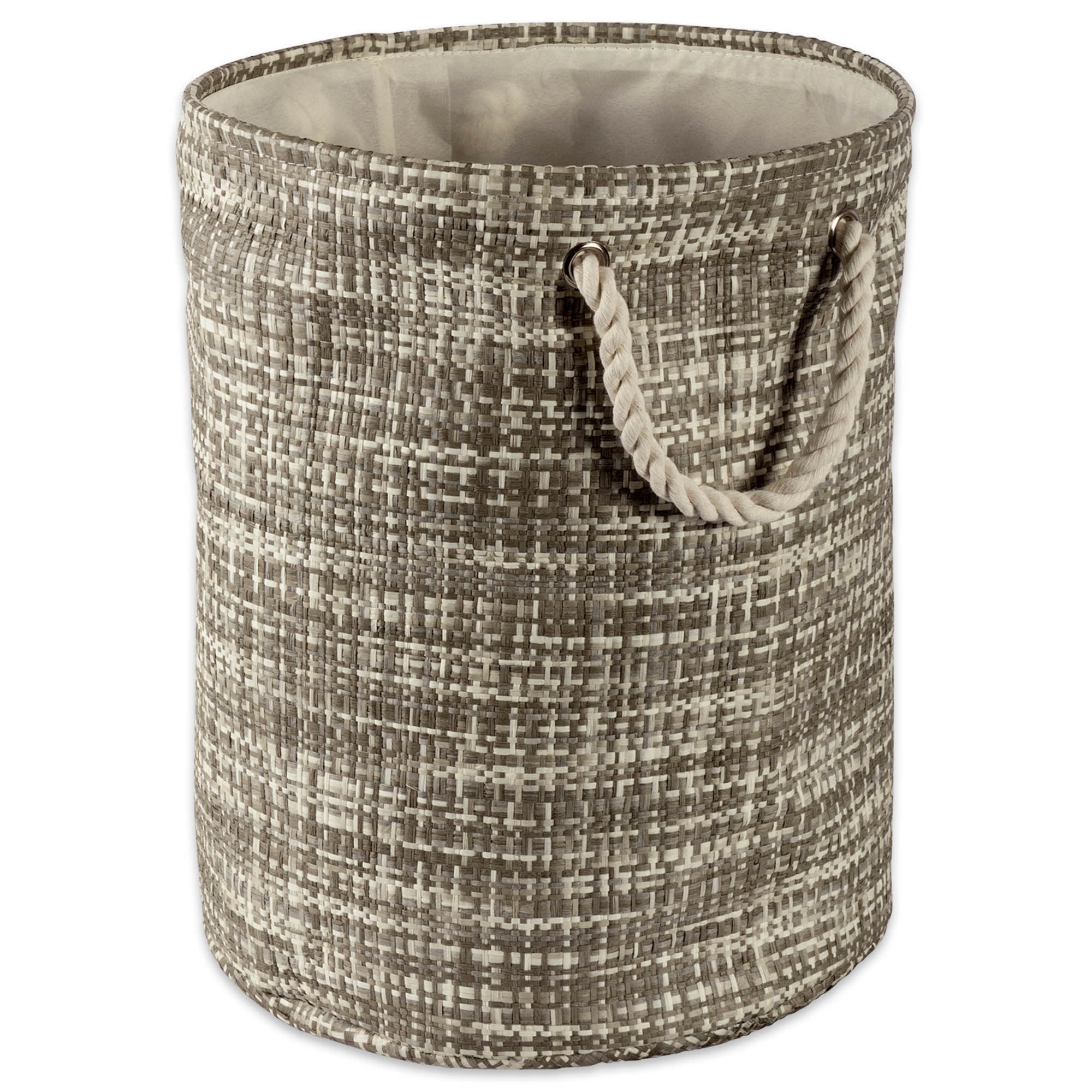 Design Imports Paper Bin Tweed Gray Round Small, 14"x14"x12", 100