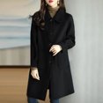 thumbnail image 4 of Aueoeo Women's Woolen Loose Overcoat Winter Medium Long Jacket With Pockets Single-Breasted Peacoat Black X-Large, 4 of 4