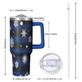 thumbnail image 2 of Blue Christmas Snowflake Pattern Tumbler with Handle and Lid,40oz Double Wall Vacuum Insulated Tumbler,Cups Gift for Women and Men, 2 of 7